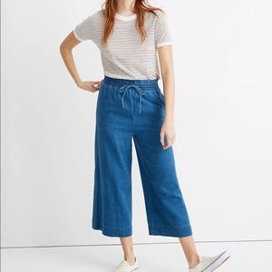 Madewell Indigo Smocked Huston Pull-On Crop Pants